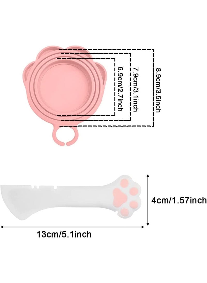 ChicAbode Cat Food Can Lid, With Wet Food Spoon, Silicone Pet Food Can Lids Covers, Reusable Topper for 3 Standard Size Food Cans, Open Can With Spoon, Manual Can Opener（Pink） - Image 3
